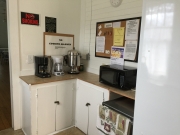 Zephyrhills Woman's Club Kitchen with Coffee Makers, Microwave, Large Refrigerator