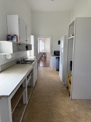 View of kitchen area from rear door.